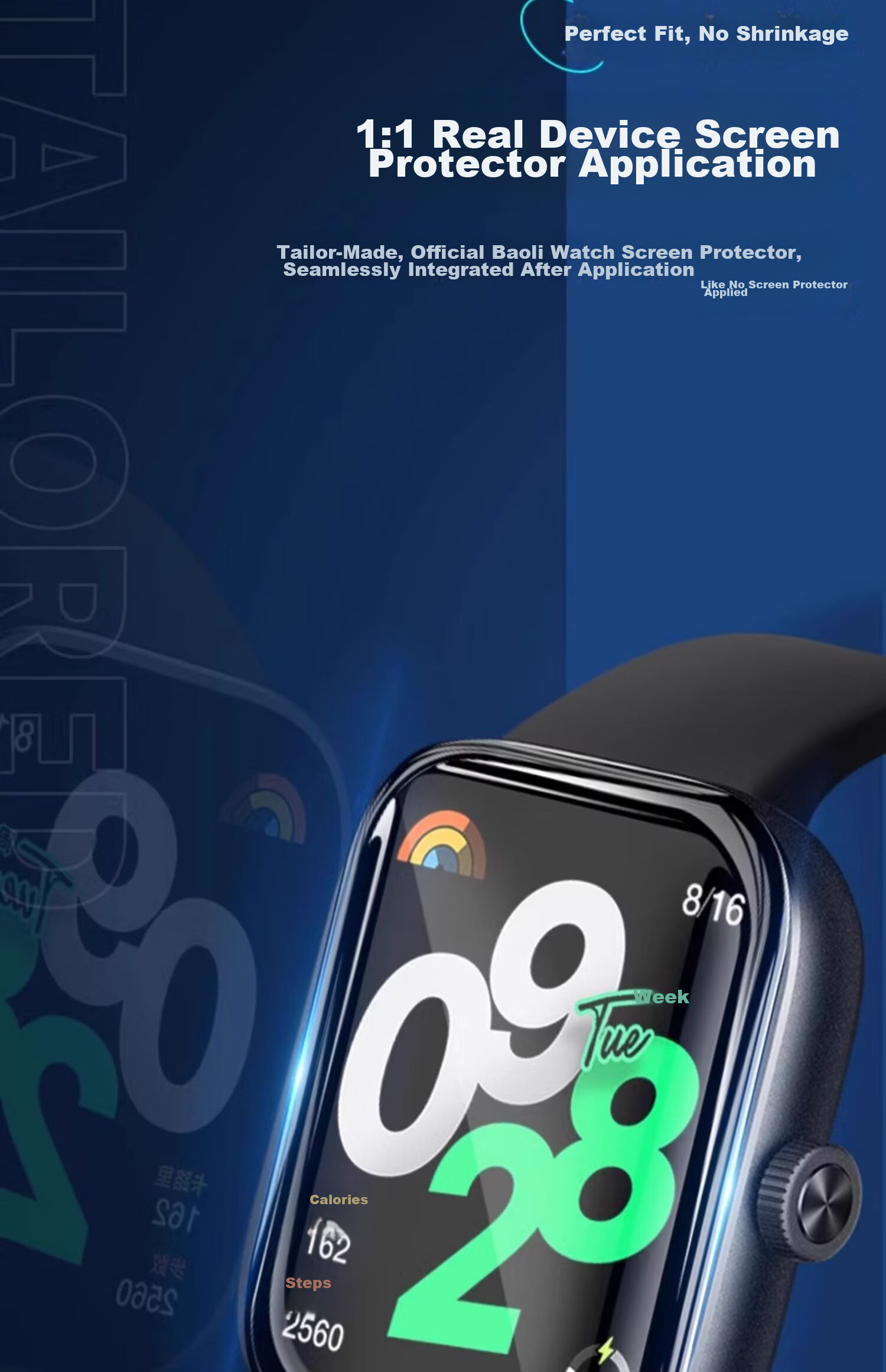 Smorss [2-Pack] Screen Protector for Redmi Watch 4, Non-Tempered HD Curved Composite Full-Coverage Full-Adhesive Anti-Scratch Shockproof Film 5