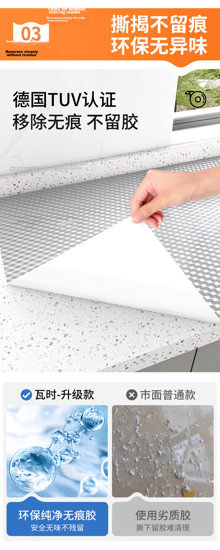 Washi Kitchen Oil-Proof Sticker High-Temperature Resistant Waterproof Aluminum Foil Self-Adhesive Thickened Cube Grid 10*0.6m 12