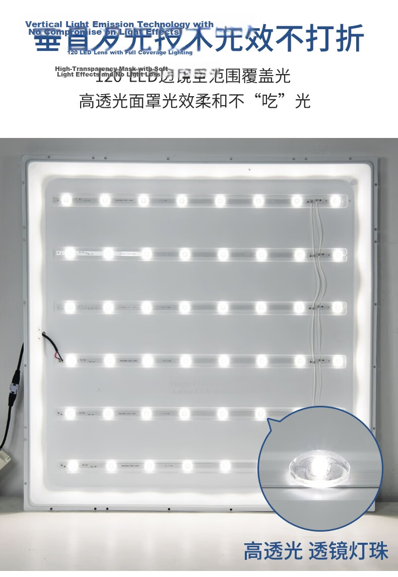 Yuanfang 600x600 Integrated Ceiling Light LED Panel Light Ultra-thin High CRI Aluminum Buckle Ceiling Panel Light 4