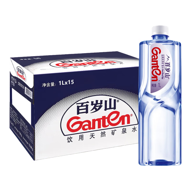 景田 百岁山 饮用天然矿泉水1L*15瓶 整箱装 家庭健康饮用水