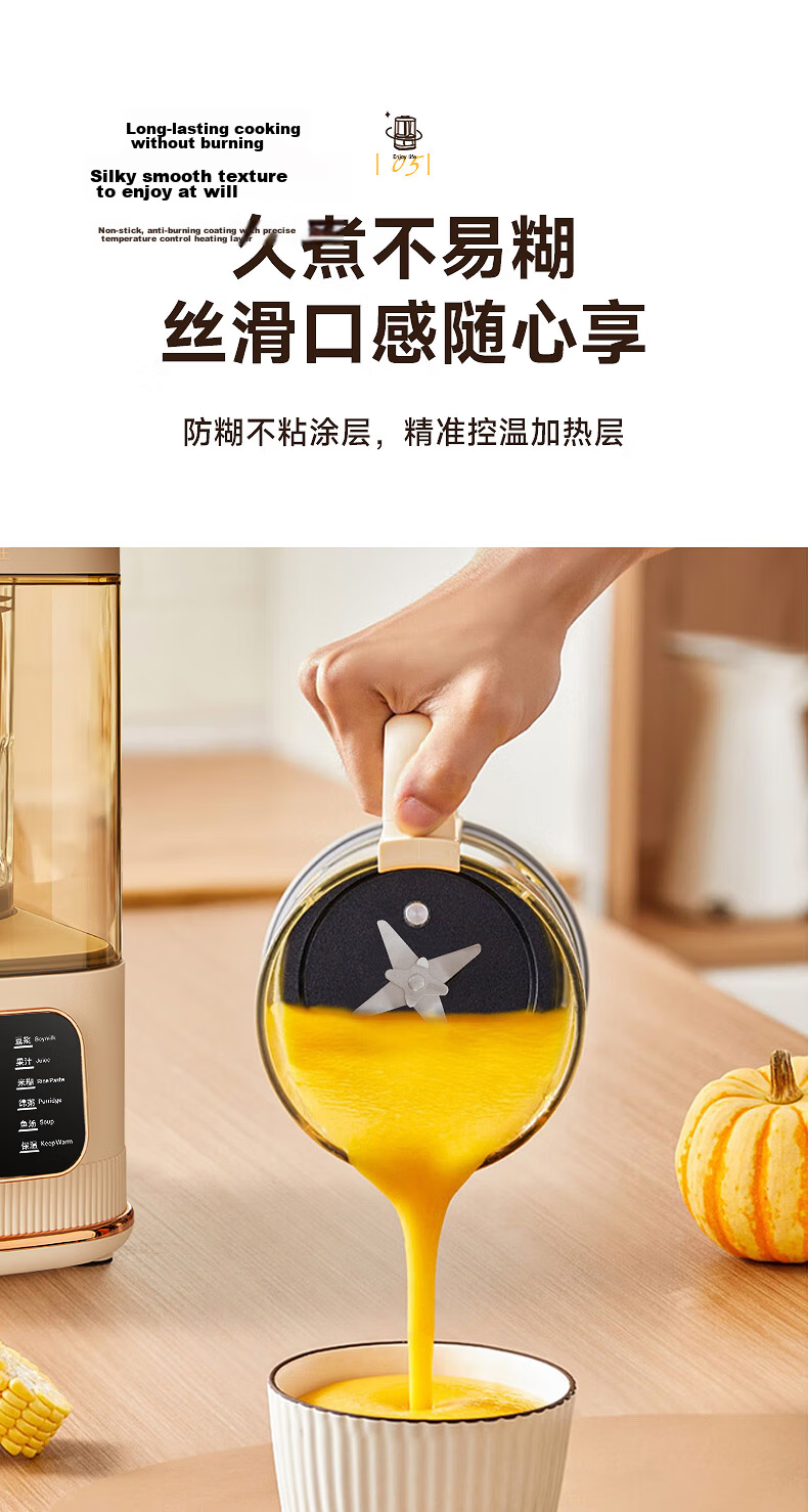Wahson Low-Noise Household Blender Soy Milk Maker Fully Automatic No-Cook Multigrain Soundproof Cover 45dB 1.75L Large Capacity WS-878A 8