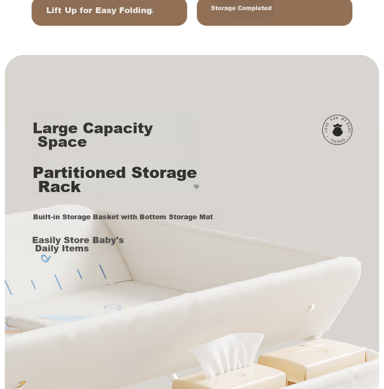 YEEHOO Diaper Changing Table Newborn Baby Care Station Baby Changing and Massage Bed Touch Bath Foldable Mobile 20