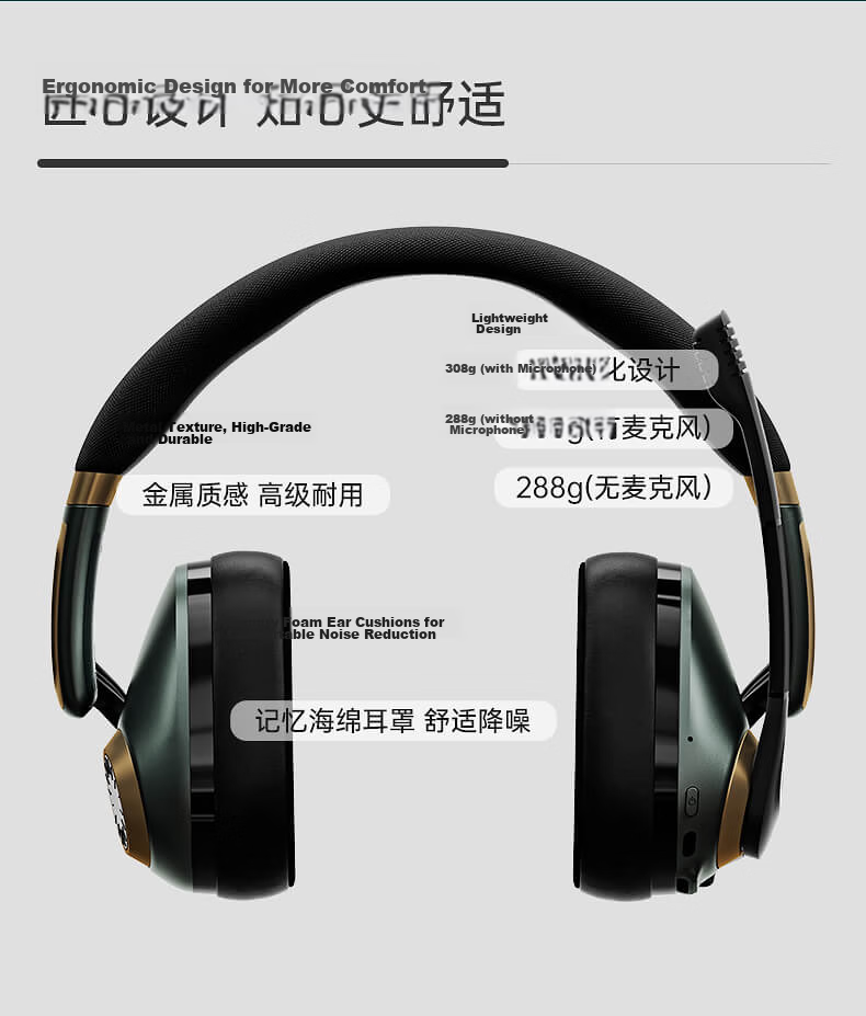 EPOS Sennheiser GSP370 Wireless Gaming Headset Over-Ear CS:GO PUBG Headphones 100H Battery Life 2.4G Low Latency 12