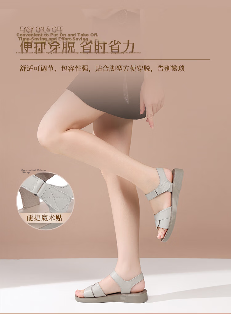 Red Dragonfly Women's Sandals New Soft Sole Middle-aged and Elderly Mom Shoes Thick Sole Lightweight Casual Open Toe Shoes WTK264981 Off-white Size 38 6