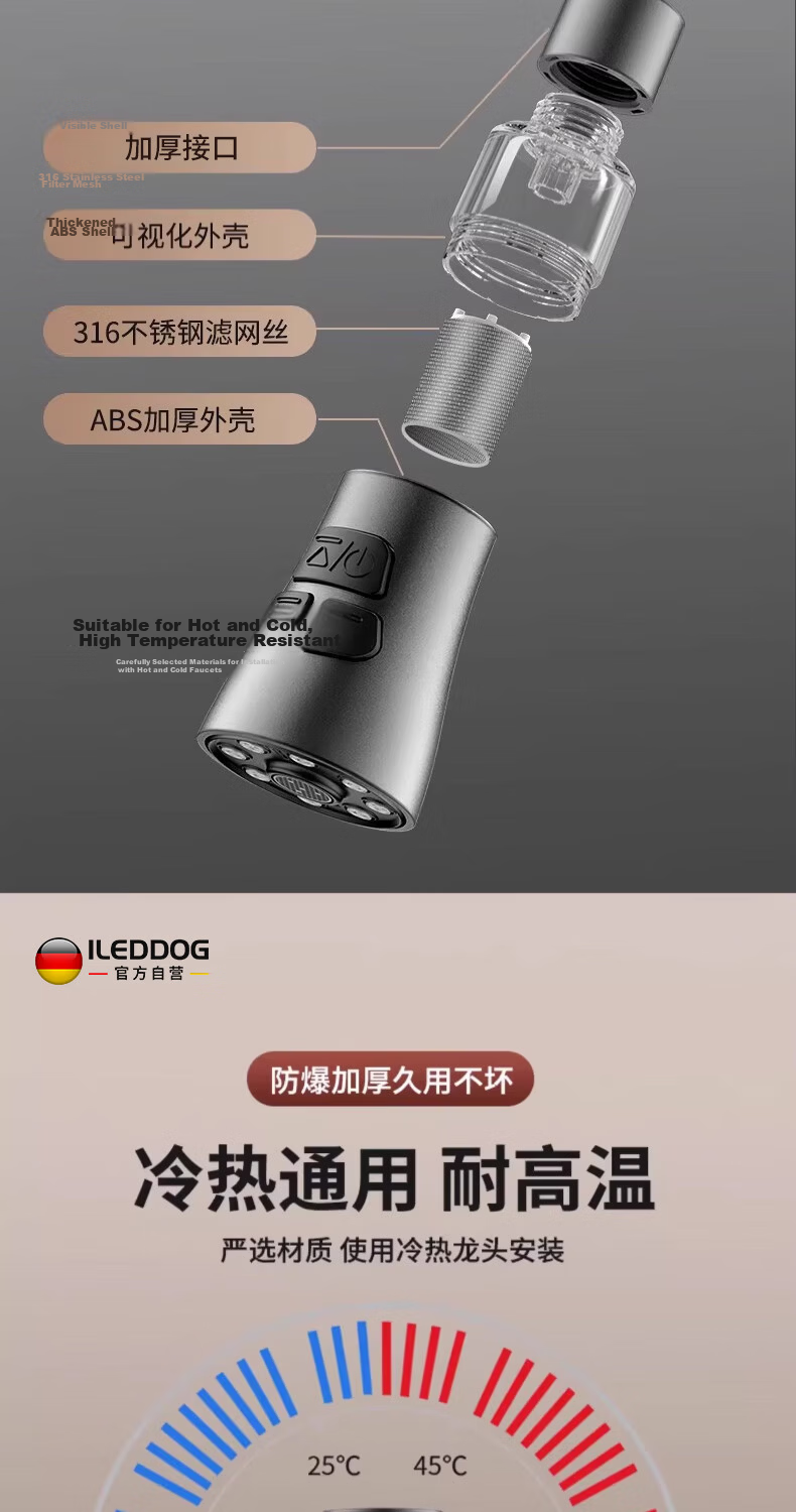 ILEDDOG [Precision] Kitchen Faucet Extender Universal Splash-Proof Filter Nozzle Adapter Aerator ALDG-66 11