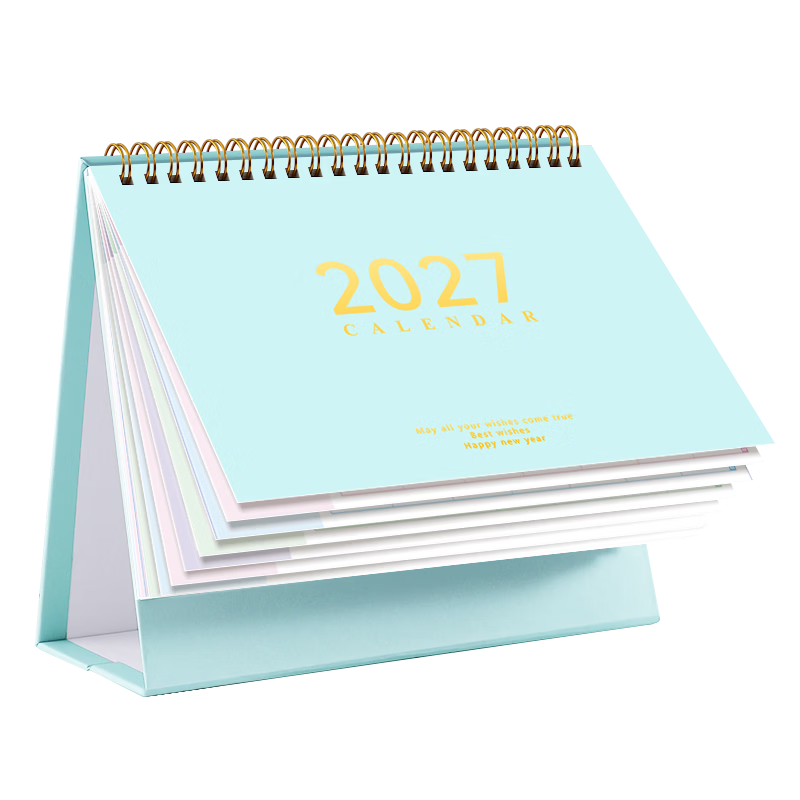 Zuolanzhe Morandi 2026 Calendar Horse Year New Desk Calendar Notebook Large Grid Writing Punch Card Planner Monthly Calendar Office Desktop Decoration Medium Size Qingwu Blue Customizable