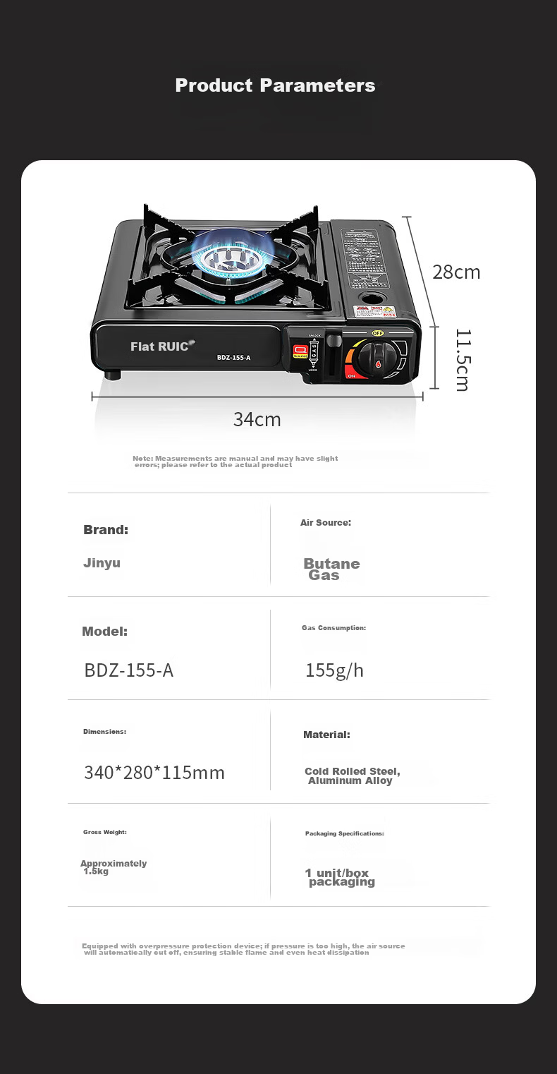 Jinyu Portable Gas Stove Set for Outdoor Picnics And Camping, Compact Gas Stove with Cartridge Burner And Grill Plate, 32CM 14