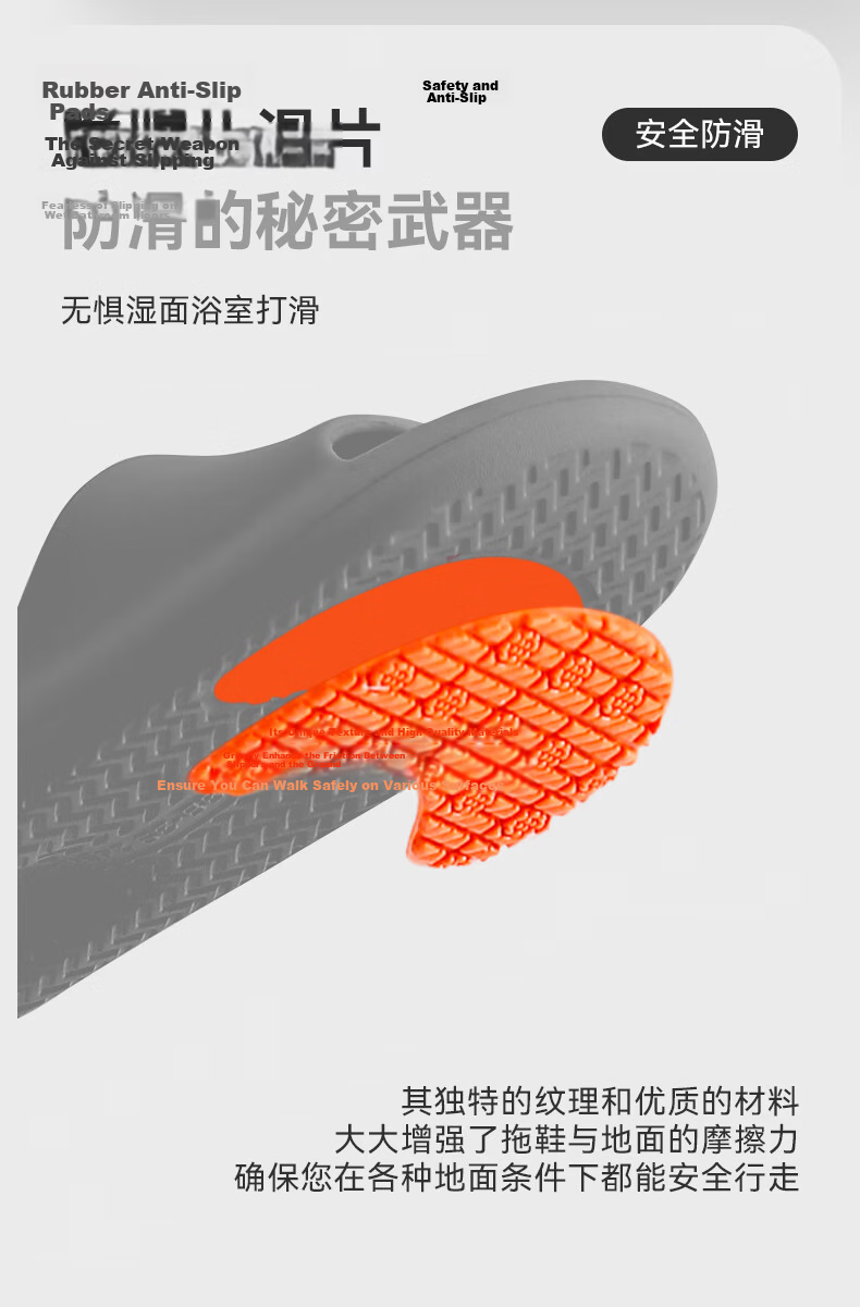 Sanli Non-Slip Slippers for Home And Bathroom, Quiet Indoor/outdoor Women's Soft Cushioned Men's Sandals New Style Gray 42-43 2