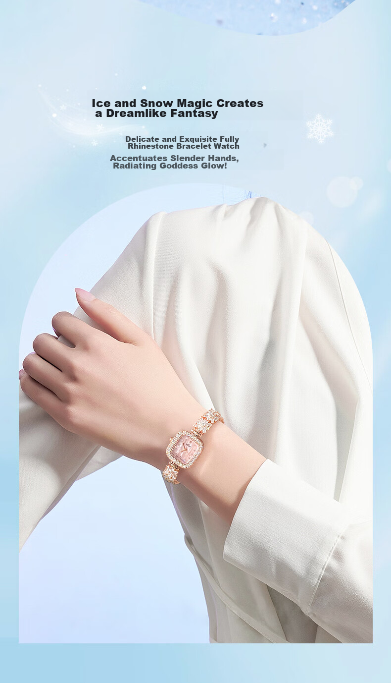 Disney Dreamy Snow Girls Quartz Watch Luxury Niche Gift for Girlfriend and Best Friend Birthday 6