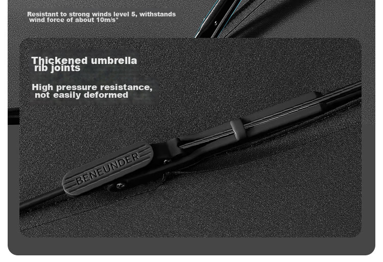 Beneunder Automatic Umbrella, Sun And Rain Umbrella, Tri-Fold Reinforced Folding 10-Rib Umbrella, Stone Black 9