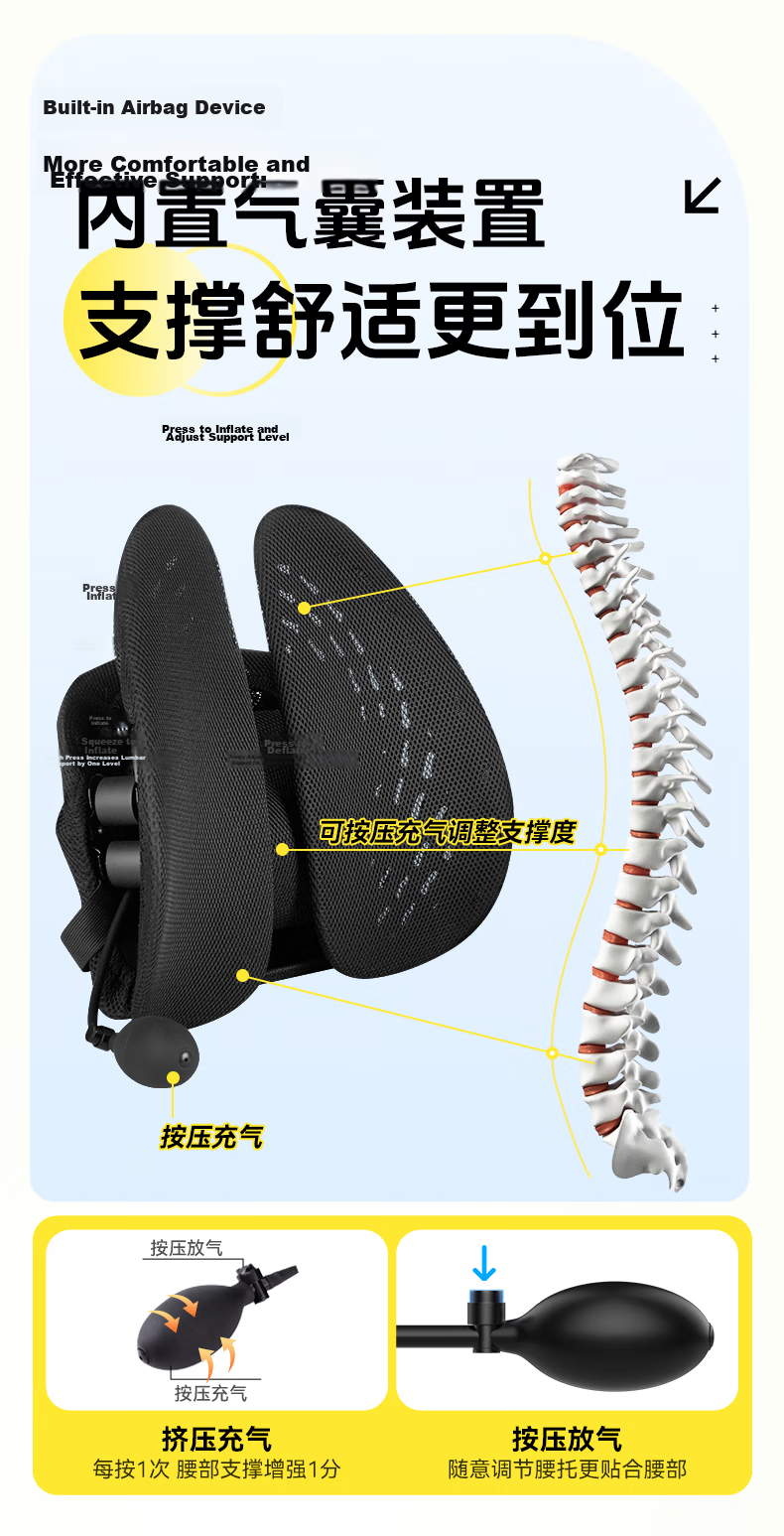 Zhiguozhe Ergonomic Lumbar Support Cushion Backrest Pillow for Prolonged Sitting Office Chair and Car Seat Support 12