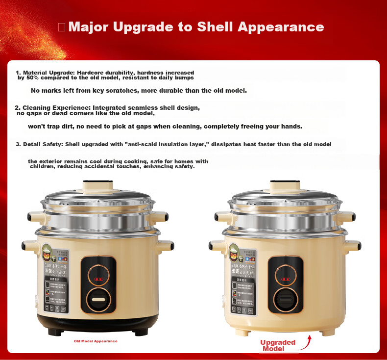 Triangle Rice Cooker 5L Large Capacity 316 Stainless Steel Non-Coated Inner Pot Micro Pressure Cooking TG-Z50X13H for 4-5 People 1
