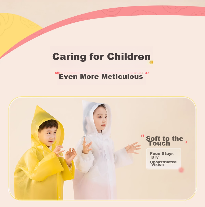BADIGAO Disposable Raincoat Kids One-Piece Full Body Thickened Large Transparent Anti-Rain Portable Backpack Essential for School 11