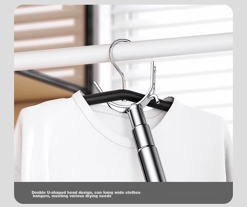 40,000km Stainless Steel Telescopic Clothes Drying Rod Fork Household Extendable Support Pole Balcony Hanger Rod 11