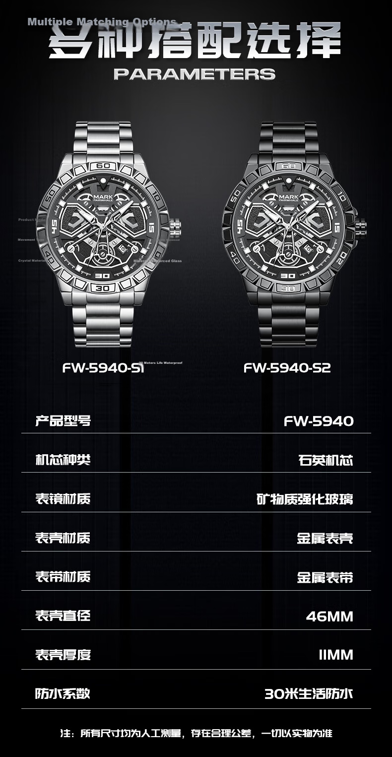 MARK FAIRWHALE Men's Watch Top Ten Famous Mechanical Luminous Waterproof National Brand Wristwatch Birthday Gift for Boyfriend 5049 7