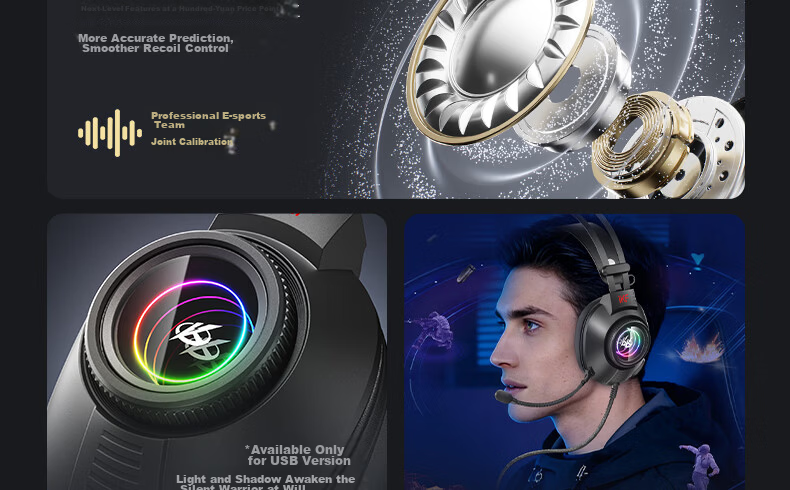 IKF G11 Gaming Headset Wired USB Headphones with Mic FPS Dedicated 7.1 Surround Sound RGB Delta Cyber Gray for Valorant PC 6