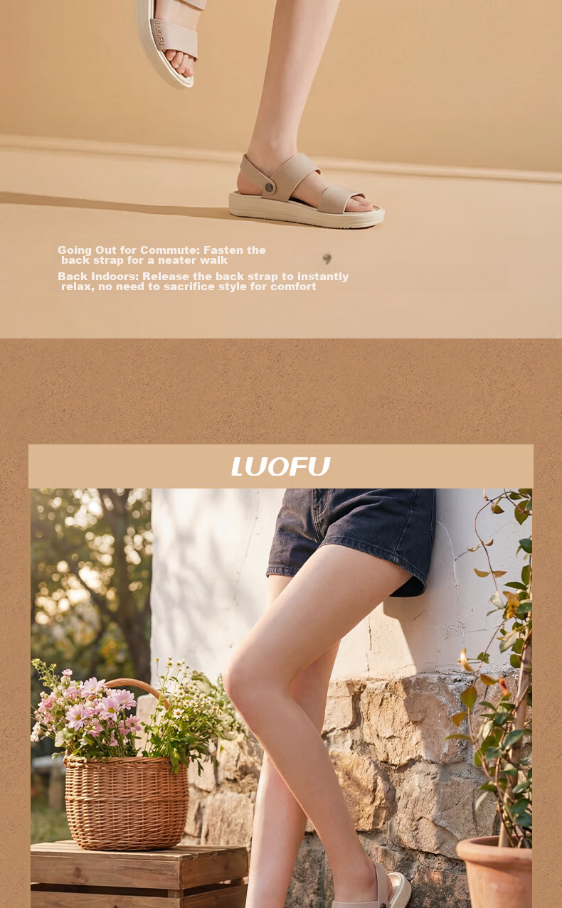 Luo Fu Women's Outdoor Sandals Slip-On Silent Height-Increasing Sandal LF6255 Cloud Frost Size 40 3
