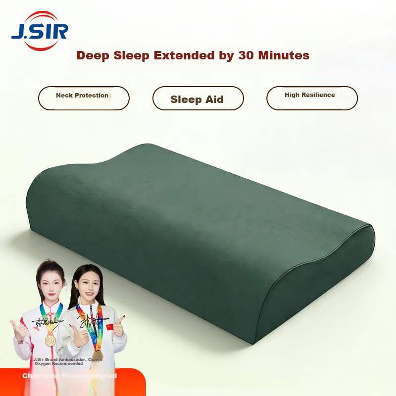 J.Sir Military Training Standard Memory Foam Pillow Green 07 Team Neck Support Deep Sleep Pillow for Students