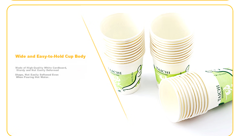 Jiecheng Disposable Paper Cups 100-Pack 228ml Thickened 8oz Medium Paper Cups 5