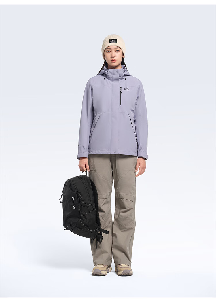 Pelliot Mountain Classic 3.0 3-in-1 Waterproof Jacket Spring Autumn Unisex Warm Coat 125301055 Purple M 38