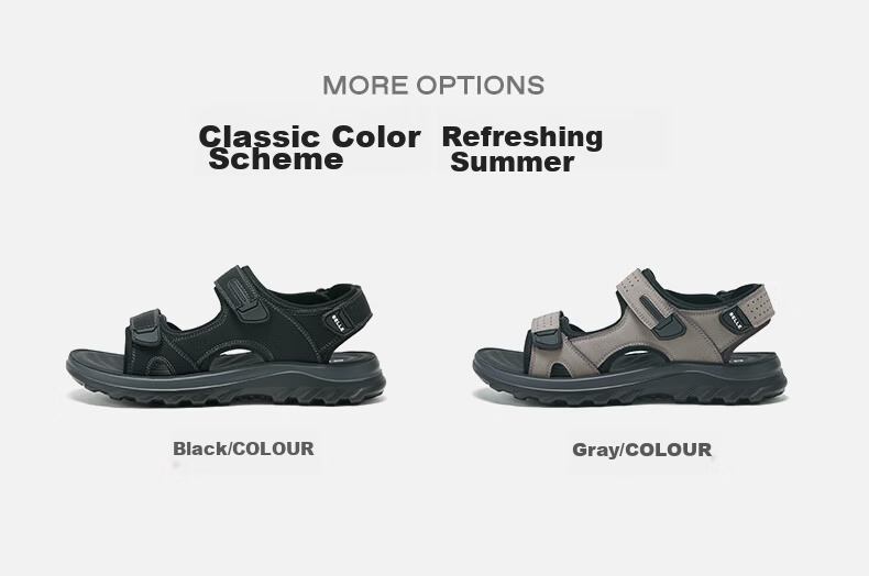 Belle Qixi Gift Men's Velcro Casual Sandals 26 Summer Breathable Thick Sole Beach Shoes A2462BL6 Black 42 4