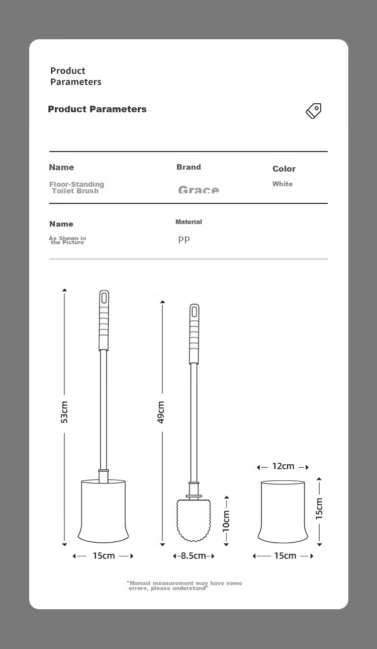 Grace Toilet Brush Wall-Mounted Extended Handle Bathroom Cleaning Brush 10