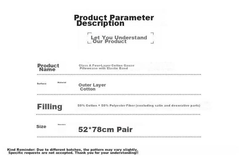 MUJI A-Class 100% Cotton Gauze Pillowcase Cute Pure Cotton Pillow Cover Anti-Slip Pillowcase Pair 52*75cm 10