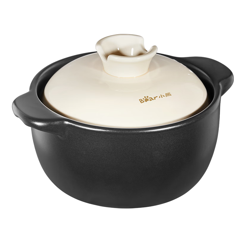 Bear 2.4L High-Temperature Resistant Ceramic Casserole Pot Wide-Mouth Soup Stew Pot for Gas Stove