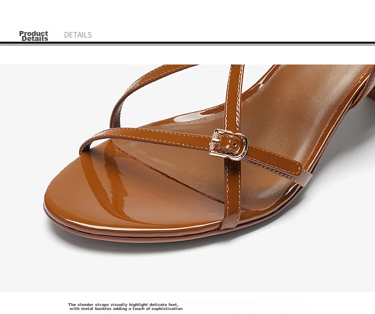 Le Saunda Queen Aura Mid-Heel Single Strap Sandals Women 6M58202 Amber Brown BRP 38 7