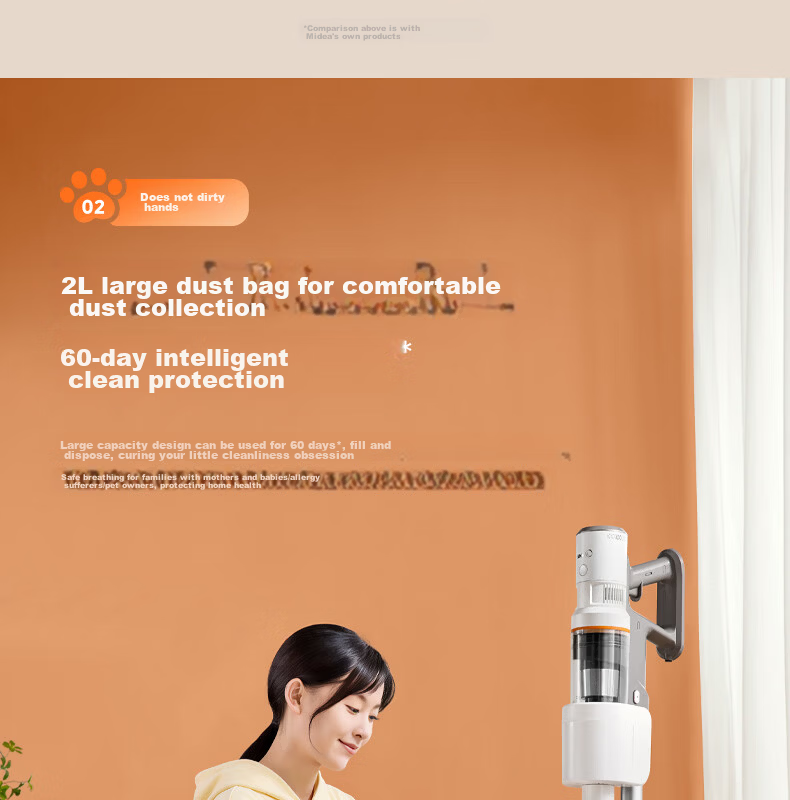 Midea Vacuum Cleaner F30station Obsidian Edition [100 Days Maintenance-Free Hair Cutting] Automatic Dust Collection Station Wireless Long Battery Life Handheld Pet Hair Vacuum for Cat and Dog Hair 10