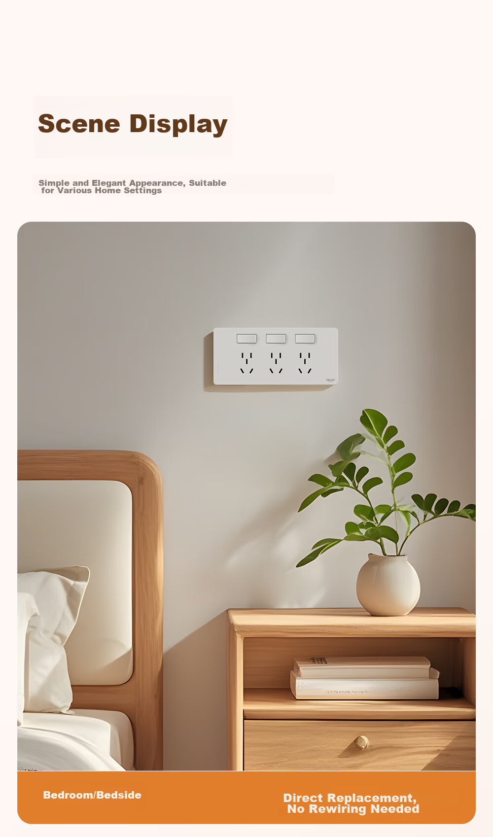 DELIXI 86-Type Surface-Mounted Kitchen Socket, 16A High Power, Cloud White, Multifunctional Multi-Outlet Wireless Track Socket 12