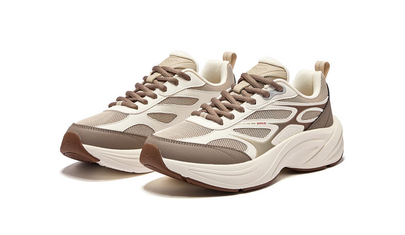 ERKE Men's Sports Shoes Leather Mesh Breathable New Casual Thick Sole Dad Shoes Fengxiwu 3.0 37