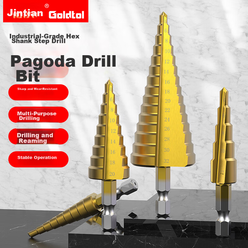Jintian Pagoda Drill 4-22 Step Spiral Universal Hole Punch Tool Stainless Steel Metal Reamer