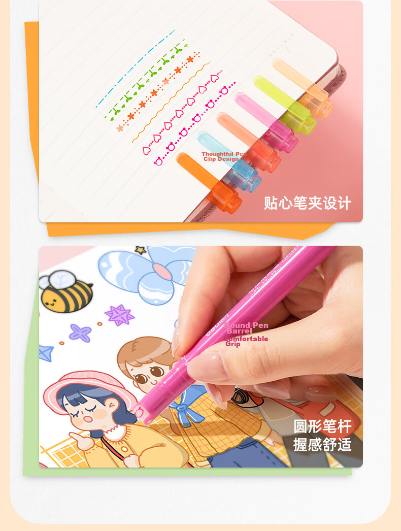 Deli Stationery [Large Capacity Direct Liquid] Highlighter Pens for Student Exams And Review, Colorful Marking Pens for Key Points, Fluorescent Colors, 6 Pens/Box SK157 14
