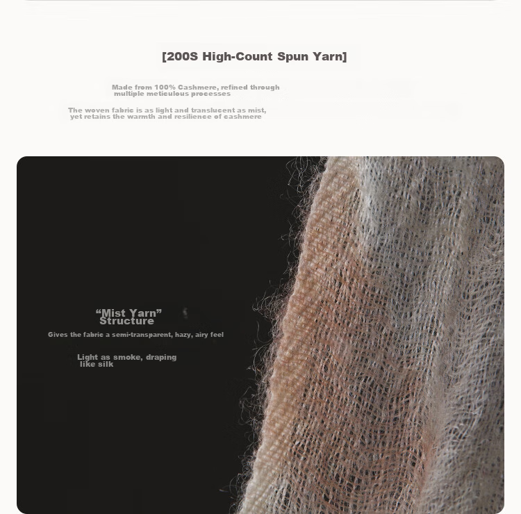 JIUMU 100% Cashmere Fine-Spun Cloud Mist Yarn, Finger Ring Fleece, Large Shawl Scarf, Gift for Teachers And Mothers 4