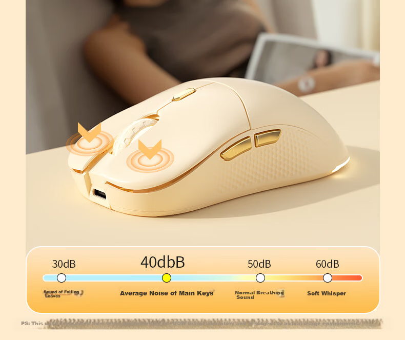 B.O.W Hangshi MD506L Wireless Bluetooth Dual-Mode Ergonomic Backlit Mouse for Desktop Laptop iPad Tablet Phone Office Silent Rechargeable Mouse Milk Tea Color 18