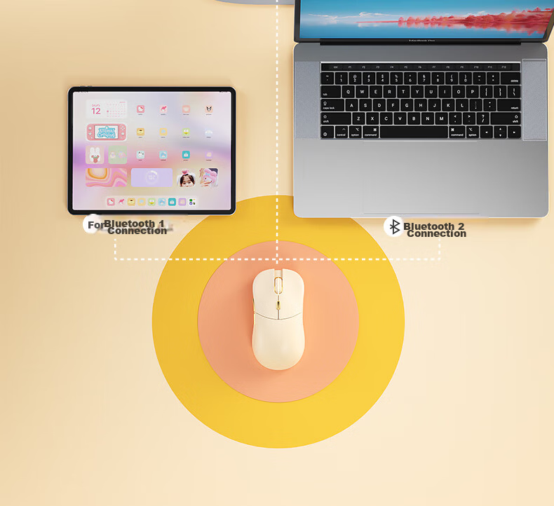 B.O.W Hangshi MD506L Wireless Bluetooth Dual-Mode Ergonomic Backlit Mouse for Desktop Laptop iPad Tablet Phone Office Silent Rechargeable Mouse Milk Tea Color 6