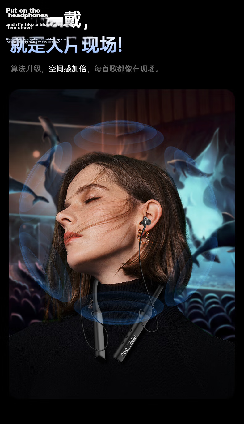 Viken Berlin Voice 2026 Latest Bluetooth Neckband Wireless Sports Earphones Long Battery Life Waterproof Noise Cancelling Compatible with Apple Xiaomi OPPO 11
