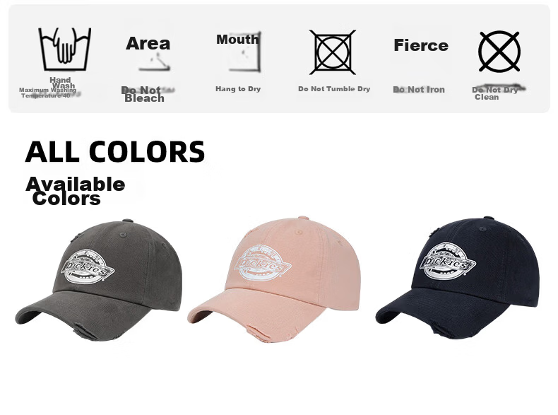 Dickies American Style Distressed Baseball Cap Unisex Casual Vintage Sun Hat Navy Blue 3