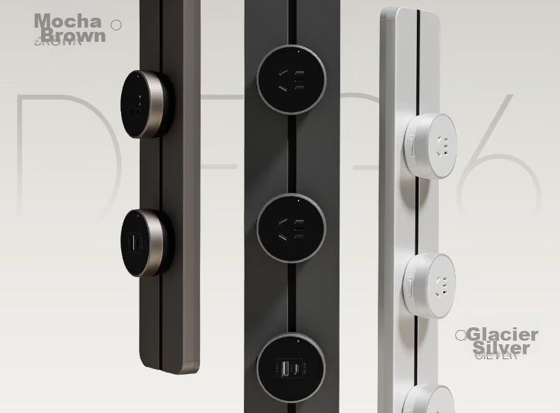 DELIXI Track Socket Cream Style New Seamless Movable Rail 60cm Track + 3 Five-Hole Silver Osmanthus Yellow Outlets 12