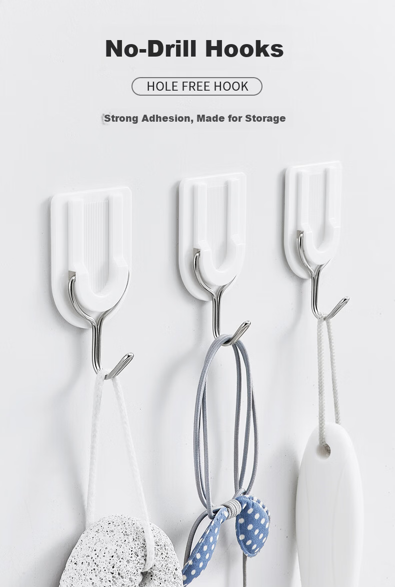 Jiebi Classic No-Trace Strong Adhesive Hooks Nail-Free Kitchen Bathroom Large 20-Pack 1