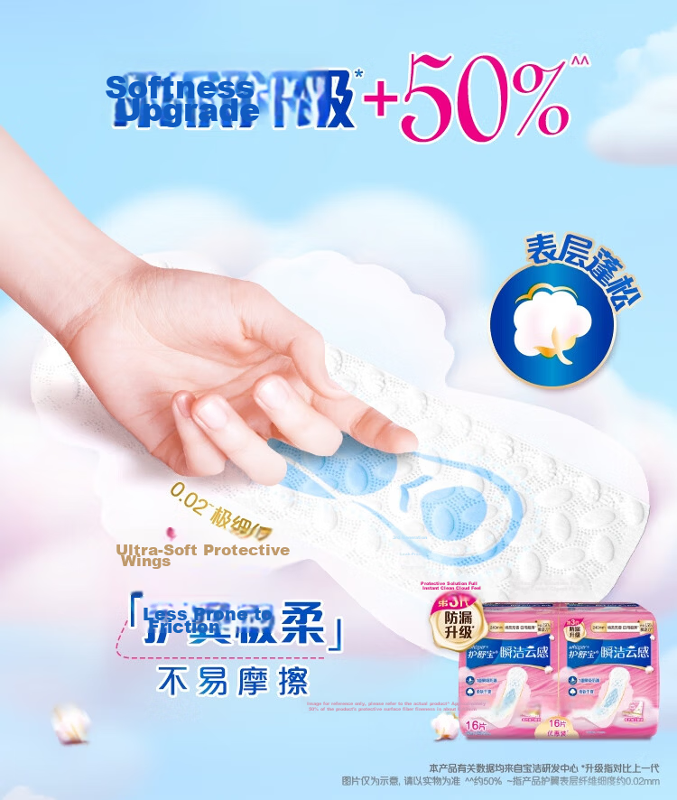 Hushubao Breathable Cloud-Feel Cotton Mini Pads, Low Absorbency Daytime Use, 180mm, 12 Pieces, Menstrual Pads And Panty Liners Trial Pack, Sold by JD 7