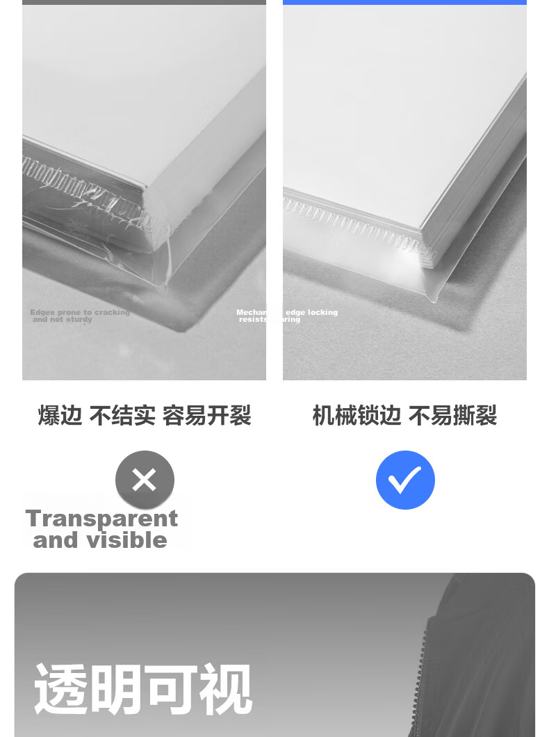 Deli 10-Pack A4 Transparent Document Bags with Snap Button Plastic File Folders Document Protectors Receipt and Exam Paper Storage Bags Office and School Supplies PP10 6
