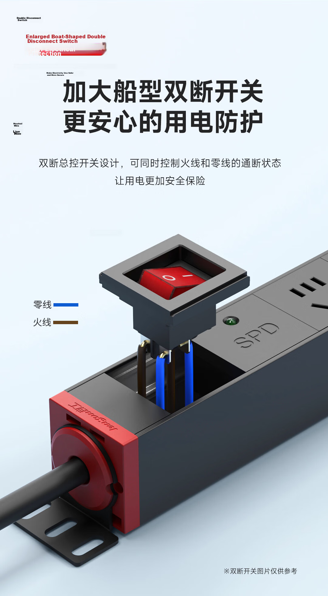 Lianggong Desktop Gaming Power Strip Socket 8-Outlet 5-Hole 2500W 10A Overload Switch Wireless 5