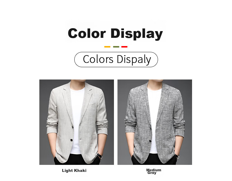 ROMON Men's Linen Casual Blazer Spring and Autumn Slim Fit Single-Breasted Solid Color Business Suit Jacket 6