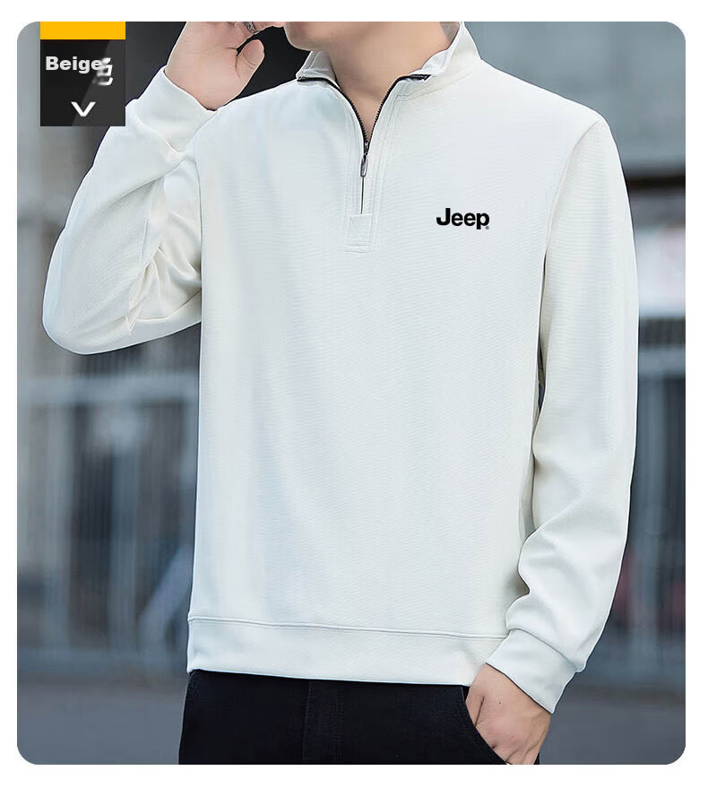 JEEP Men's Sweatshirt, Spring And Autumn Long-Sleeve T-Shirt, Casual Loose-Fitting Top, Undershirt for Fall, Army Green, XL 8