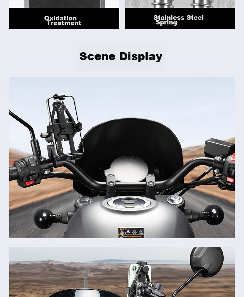 FANAUE Motorcycle Electric Bike Phone Holder Shockproof Anti-Shake Bicycle Riding Navigation Mount CPC-05T6F (CC-05) 8
