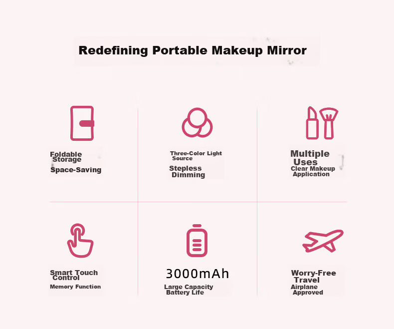 EASEHOLD Smart LED Lighted Makeup Mirror Foldable Portable Vanity Mirror Gift Box for Women Wife Birthday 3