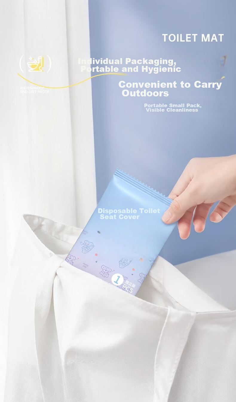 Grace Disposable Toilet Seat Covers 10pcs x 5 Packs Adhesive-Free Travel Toilet Seat Paper Cushions 8