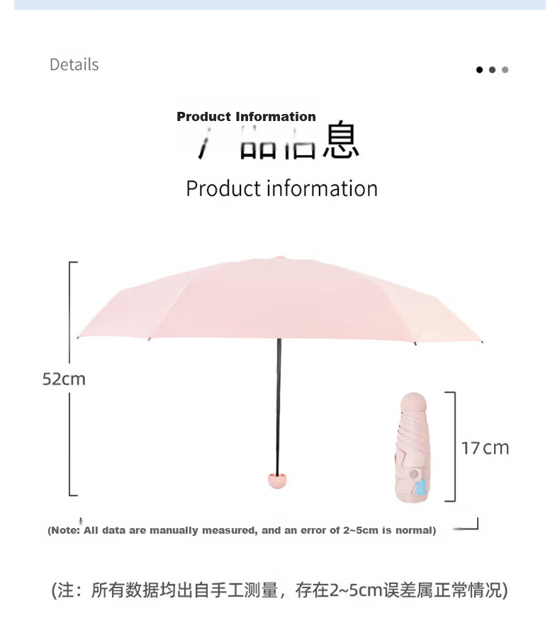 Impression City Mini Capsule Umbrella Black Coating UV Protection Sunshade Lightweight Portable Sun and Rain Umbrella Sky Blue 11